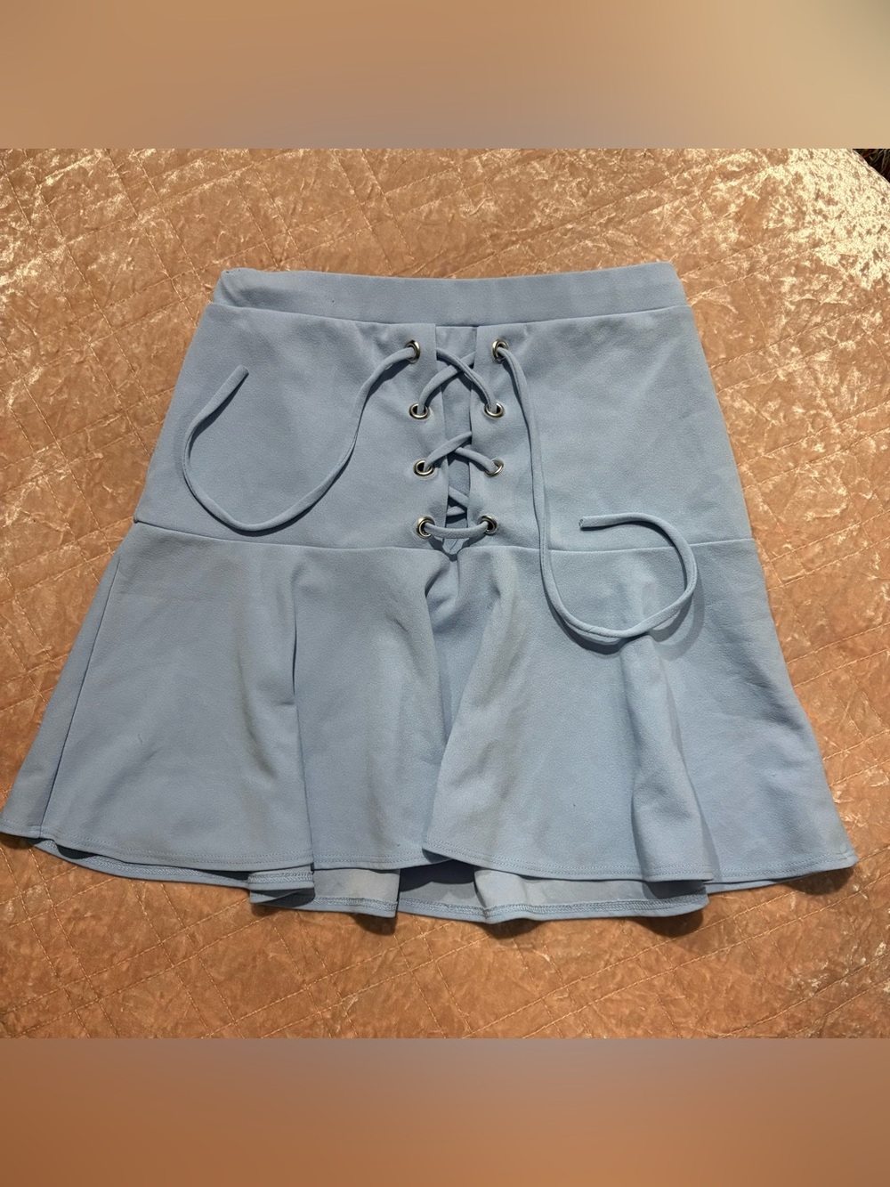 Blue blush woman’s juniors Lace-Up Light Blue Flared Women's Skirt